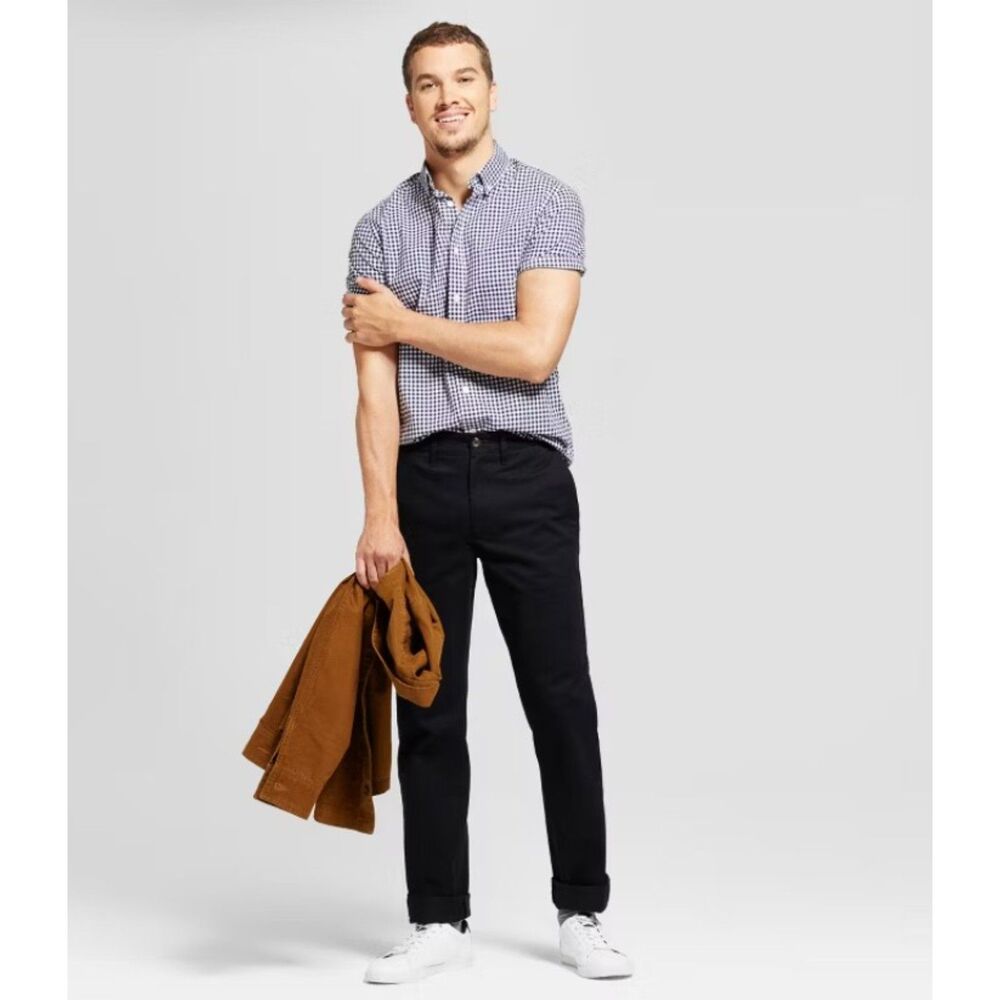 NEW Mens 42X30 Casual or Dress Black Straight Leg Cotton Chino Pants GOODFELLOW